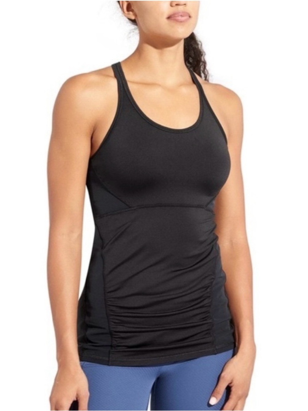 Athleta Stealth Racerback Ruched Tank Top, Black, XS